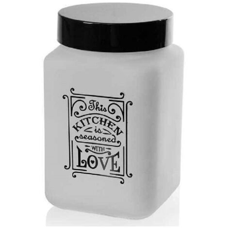 TRADE SHOP - Barattolo Contenitore Vetro Bianco Quadrato Moderno Satinato 1,5lt 17cm 833519 -