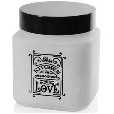 TRADE SHOP - Barattolo Contenitore Vetro Quadrato Bianco Moderno Satinato 1000 Ml 12cm 833502 -