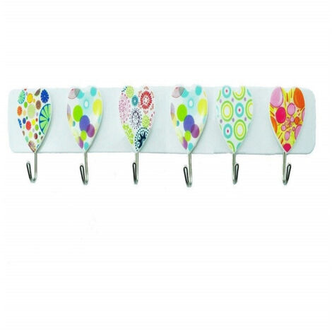 Trade Shop - BARRA 6 GANCI ACCIAIO CUORE ADESIVA APPENDINI PLASTIC APPENDEN ALL CUISINE -