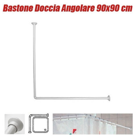 Trade Shop - Barra Para Cortina De Ducha Y Bañera Marco Blanco 90 X 90 Cm -