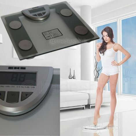 Trade Shop - Báscula Electrónica Digital De Vidrio Báscula Personal Cuadrada 150kg -