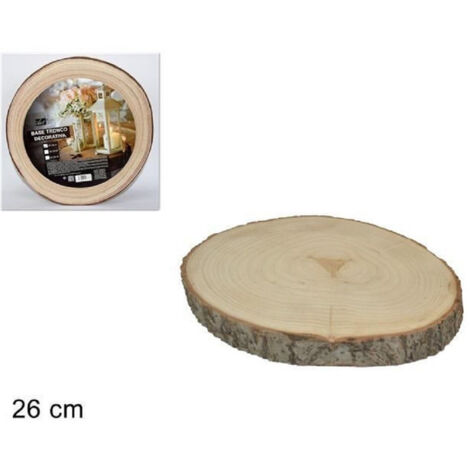TRADE SHOP - Base Tronco Legno Naturale Decorativa Disco Per Ornamento Diametro 26 Cm Rotondo -