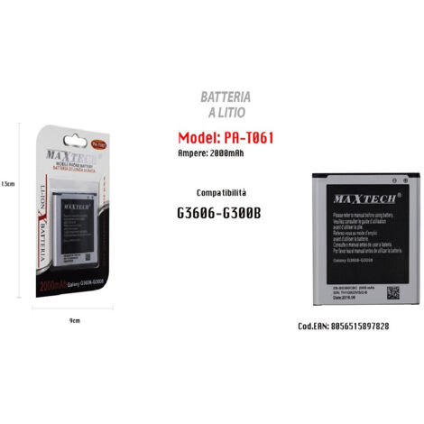 Trade Shop - Batteria In Litio 2000mah For Samsung Galaxy G3606-g3008 Ricambio Maxtech Pa-t061 -