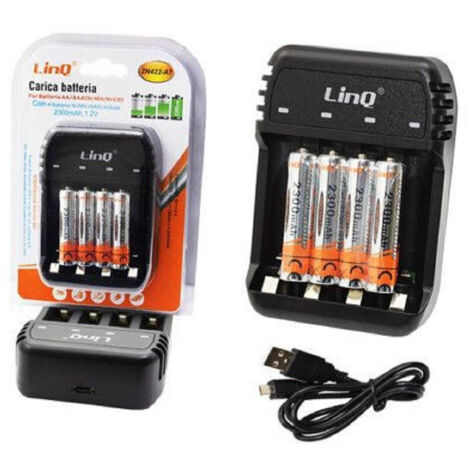 Trade Shop - BATTERIELADEGERÄT AA AAA ZN422-A7 + 4 MINI-BATTERIEN 2300MAH -