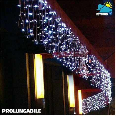 Trade Shop - BELEUCHTETER WASSERFALLVORHANG KALTWEISS 250 X 75 CM AUSZIEHBAR BIS ZU 50MT 126LED -