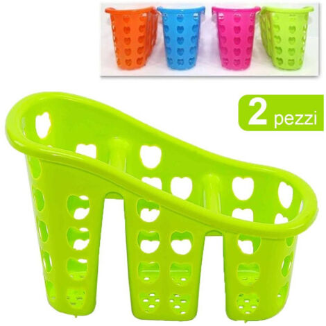 Trade Shop - Besteckerabtropfkorb, Besteckerabtropfkorb, 3 Fächer, Küche, Kunststoff, farbige Herzen -