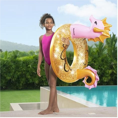 Trade Shop - Bestway Rettungsring, modisch, glitzernd, Seepferdchen, aufblasbar -