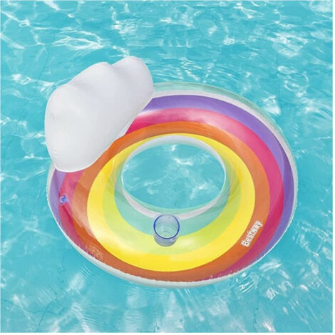 Trade Shop - Bestway Rettungsring Sessel Fashion Rainbow Dream Aufblasbare Donut Rückenlehne -