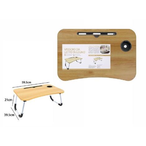 Trade Shop - Betttablett, klappbar, Schreibtisch, PC-Tisch, Schlitz, Tablet, Holz, Becher, 71367 -