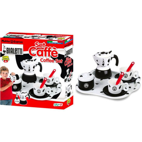 Trade Shop - Bialetti-Kaffee-Set mit Tray-Tassen Kaffeemaschine Zucker-Teppiche Kinder 3+ -
