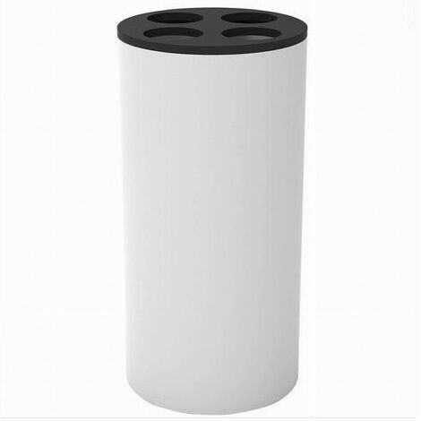 TRADE SHOP - Bicchiere Porta Spazzolini 4 Fori Bianco Nero In Plastica Accessorio Bagno 69773 -