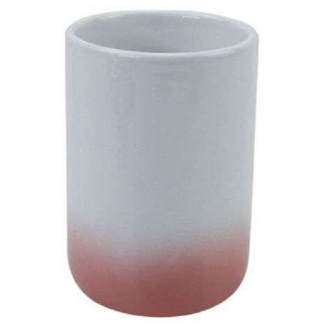 TRADE SHOP - Bicchiere Porta Spazzolini Dentifricio Bianco Rosa Arredo Bagno Accessori 59907 -