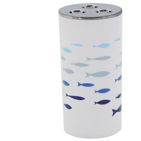 Trade Shop - Bicchiere Porta Spazzolino 3 Fori In Plastica Accessorio Bagno Pesciolini 69882 -