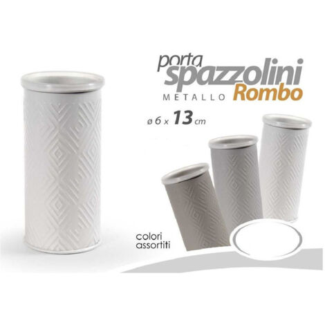 TRADE SHOP - Bicchiere Porta Spazzolino Metallo Rombo Elegante Colori Assortiti 6x13cm 783357 -