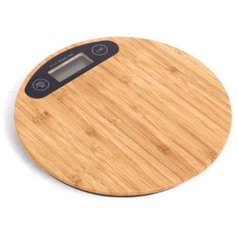 TRADE SHOP - Bilancia Da Cucina Digitale Di Precisione Con Piatto In Legno Per Alimenti Dosi -