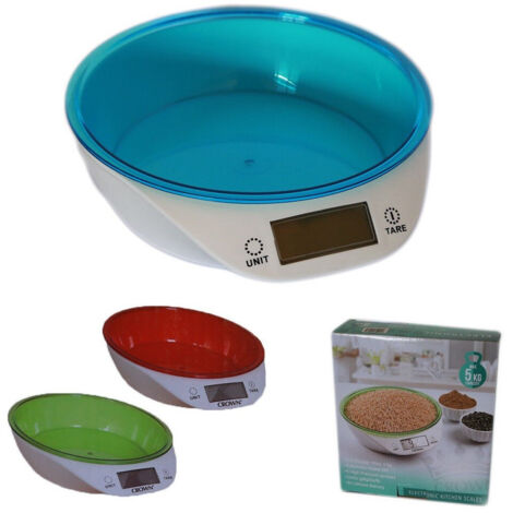 TRADE SHOP - Bilancia Da Cucina Digitale Precisione Da 1gr A 5kg Con Ripiano Colorato Tare -