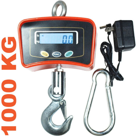 TRADE SHOP - Bilancia Da Gru 1000 Kg Con Gancio Acciaio Inox Bilancia Industriale -