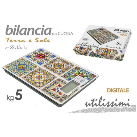 TRADE SHOP - Bilancia Portatile Da Cucina Digitale Max. 5kg 22x15x1,5cm Decoro Mosaico 828508 -