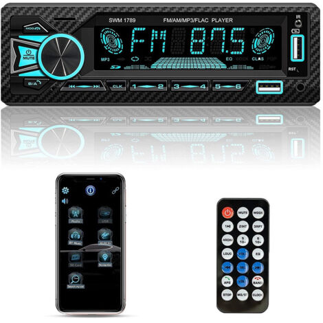 Trade Shop - Bluetooth 5.1 Freisprecheinrichtung Autoradio 1 DIN AUX MP3 2 USB AM FM LCD Display 1801 24V -