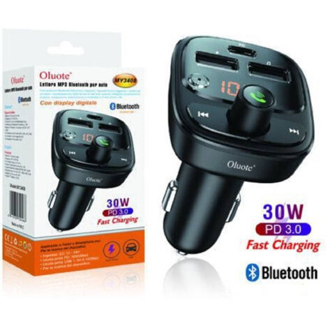 Trade Shop - Bluetooth-Auto-MP3-Player, 30 W, LCD-Display, DC-Zigarettenanzünder, 12 V, 24 V, MY3408 -