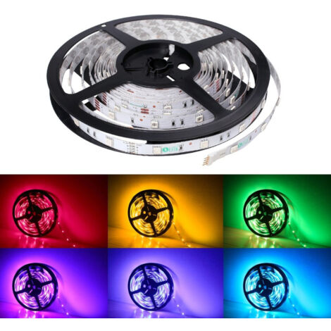 TRADE SHOP - Bobina Striscia Led 5050 Flessibile 5 Mt Adesiva Luce Interno Esterno Ip65 Strip - -RGB      -