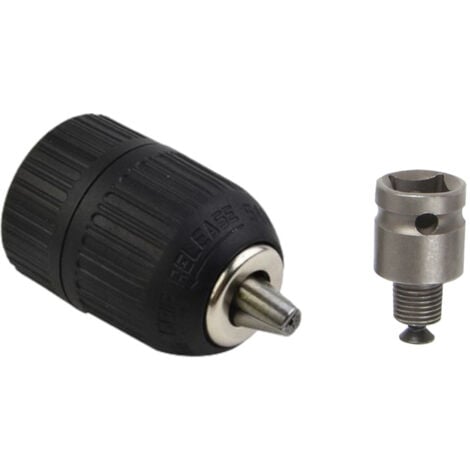 Trade-Shop Bohrfutter + Vierkant-Adapter inkl. Schraube zum Umbau von Schlagschrauber in Bohrmaschine / 1/2" x 20 UNF Gewinde, Spannbereich 2-13mm
