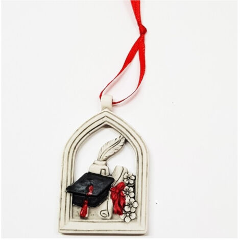 TRADE SHOP - Bomboniera Pergamena Arco Laurea Cappello Calamaio Fortuna Rosso Bianco Appendino -