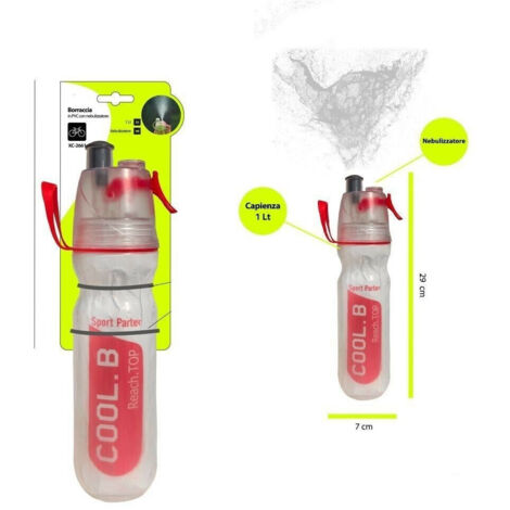 Trade Shop - Borraccia 1 Litro In Pvc Con Nebulizzatore Sport Per Bici Bicicletta Xc-2661 -