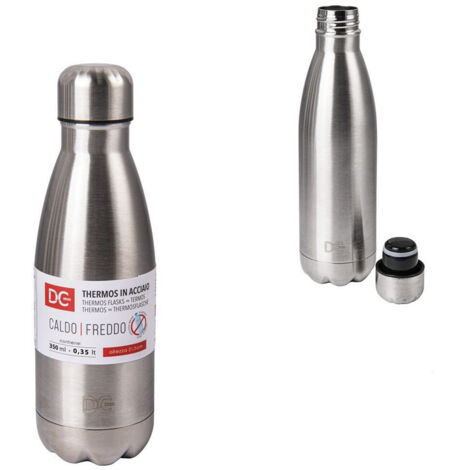 TRADE SHOP - Borraccia Termica In Acciaio Satinato Bottiglia Termos 350ml Casa 21.5cm 0217459 -