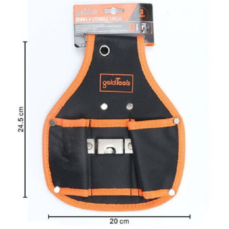 Trade Shop - Borsa Porta Utensili 3 Tasche Da Cintura Marsupio Per Attrezzi Da Lavoro -