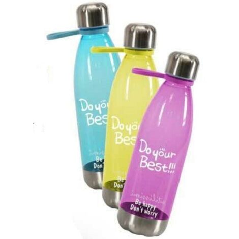 Trade Shop - Botella De Agua De Plástico Para Niños 26 Cm 650 Ml Colores Surtidos 807053 -