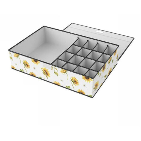 Trade Shop - Box Scatola Salvaspazio 16 Griglie Tasche Vani Porta Oggetti Organizer 43x28x11 -