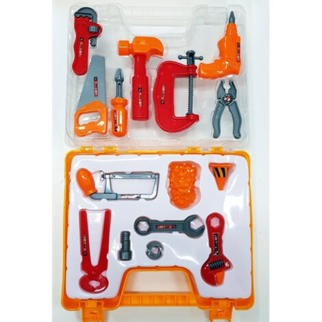 Trade Shop - Briefcase Set 15 Pieces Work Tools Drill Saw Crick Clamp Clamp -