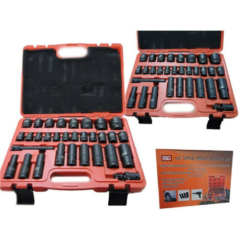 TRADE SHOP - Bussole Boccole Per Pistola Avvitatore Pneumatico Set Kit 32pz 1/2" Mig-2044 -