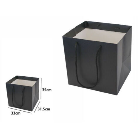 TRADE SHOP - Busta Buste Borsa Da Regalo Nera 33 X 31,5 X 35 Cm Con Manici In Corda 69244 -