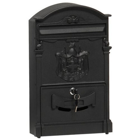 Trade Shop - Buzón Antiguo De Estilo Clásico En Aluminio Pintado -      Negro