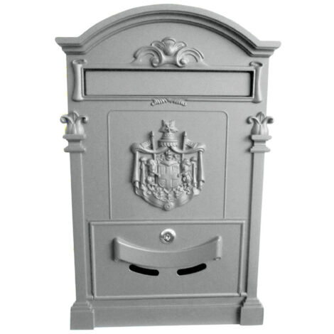 Trade Shop - Buzón Antiguo De Estilo Clásico En Aluminio Pintado - Plata