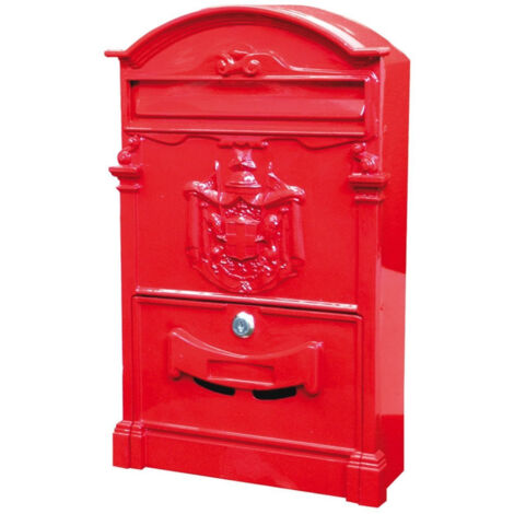 Trade Shop - Buzón Antiguo De Estilo Clásico En Aluminio Pintado -      Rojo