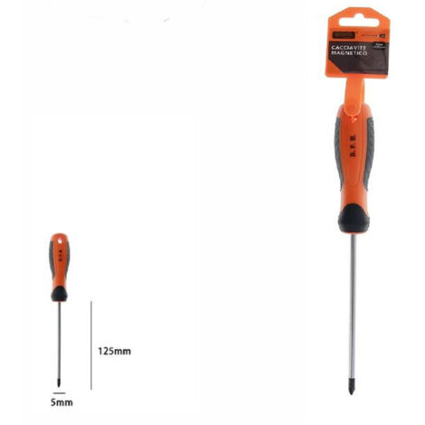 TRADE SHOP - Cacciavite Giravite Magnetico Punta A Croce 5x125mm Impugnatura Ergonomica 07442 -