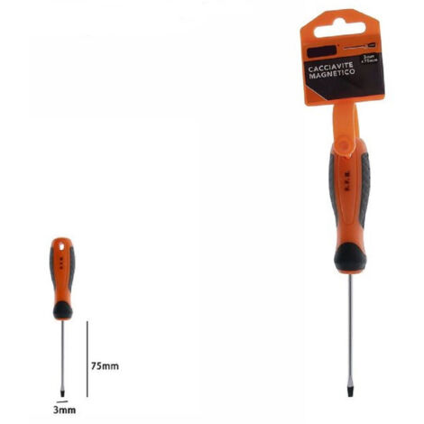 Trade Shop - Cacciavite Giravite Magnetico Punta A Taglio 3x75mm Impugnatura Ergonomica 07423 -