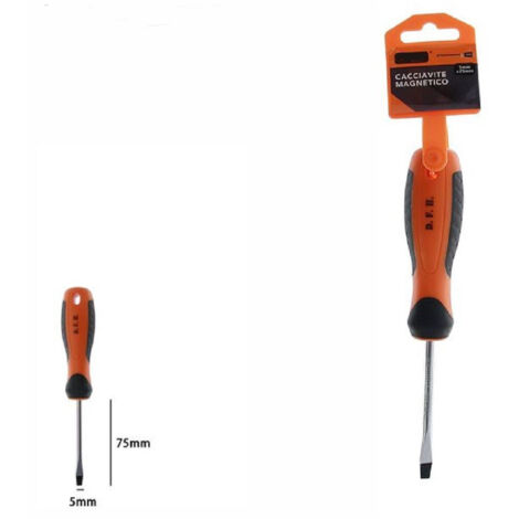 Trade Shop - Cacciavite Giravite Magnetico Punta A Taglio 5x75mm Impugnatura Ergonomica 07427 -