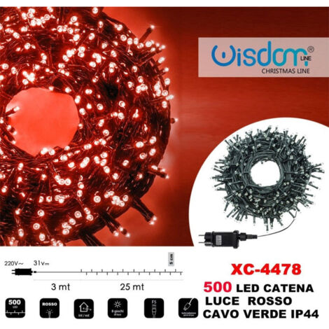 Trade Shop - Cadena De Luces 500 Leds Luciérnagas Luz Roja Cable Verde Ip44 Xc-4478 -