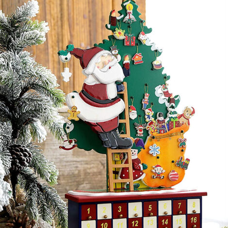 Trade Shop - CALENDAR VON NATAL BABBO IN LEGNO 24 CASSETTI NATALIZIE DEZORATIONEN -