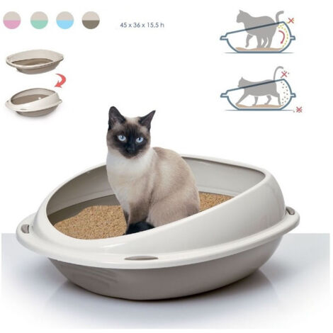Trade Shop - Cama Para Gatos Shuttle 45x36x15.5 Cm Higiene Y Wc Bordes Rocados Sin Suciedad -