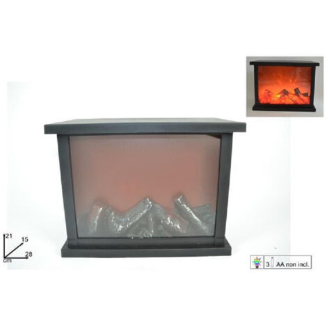 TRADE SHOP - Caminetto Con Fuoco Led Batteria 21 X 28 X 15 Cm Decorativo Natale Camino -