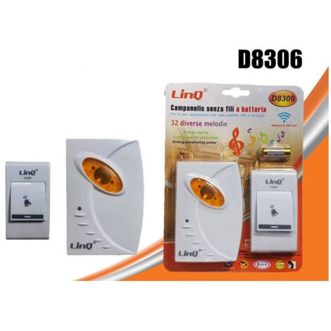 Trade Shop - Campanello Wireless A Batteria Senza Fili 32 Melodie Casa Porta Distanza 100mt D8306 -