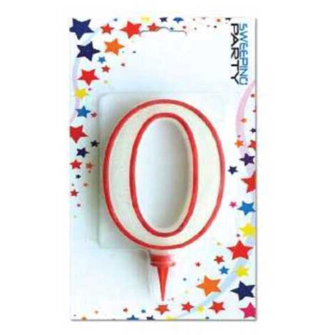 TRADE SHOP - Candela Gigante Glitter Numero 0 Compleanno Candelina Festa Animazione Party -