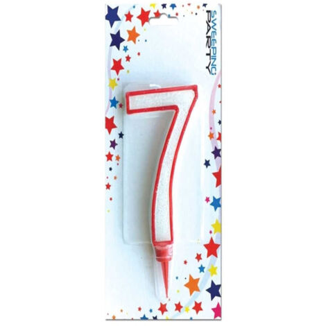 TRADE SHOP - Candela Gigante Glitter Numero 7 Compleanno Candelina Festa Animazione Party -