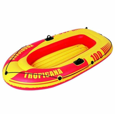 TRADE SHOP - Canotto Mare Gonfiabile Tropicana Giallo E Rosso 185cm Valvola Boston Pvc Estate -