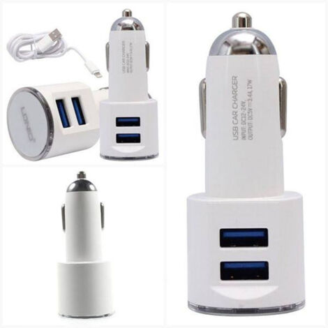 TRADE SHOP - Caricabatteria Caricatore Doppio Auto Q-a36 Corrente Totale 2,4a Con 2 Porte Usb -